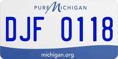 MI license plate DJF0118