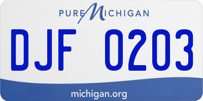 MI license plate DJF0203