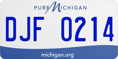 MI license plate DJF0214