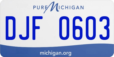 MI license plate DJF0603
