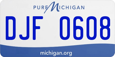 MI license plate DJF0608