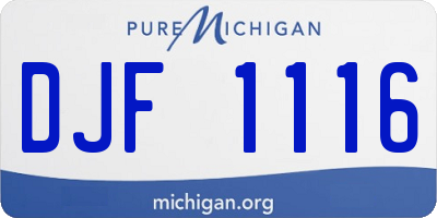 MI license plate DJF1116