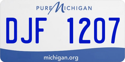 MI license plate DJF1207