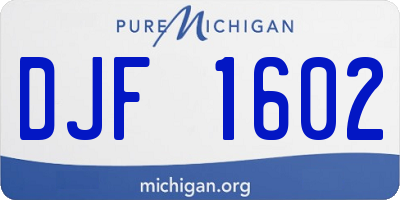 MI license plate DJF1602