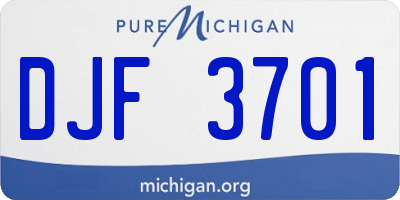 MI license plate DJF3701