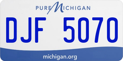 MI license plate DJF5070