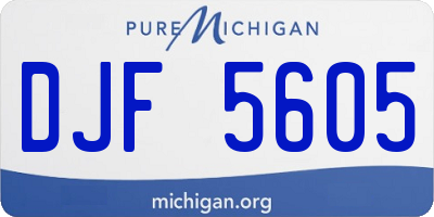 MI license plate DJF5605