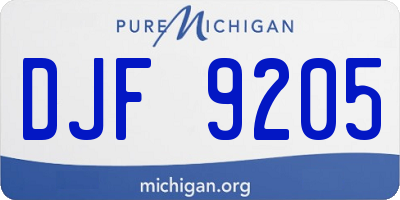 MI license plate DJF9205
