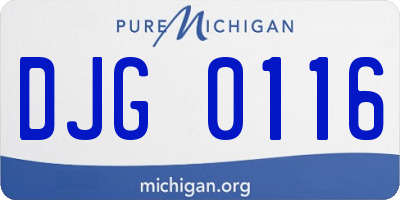 MI license plate DJG0116