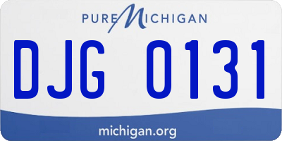 MI license plate DJG0131