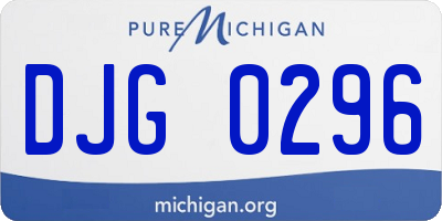 MI license plate DJG0296