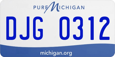 MI license plate DJG0312
