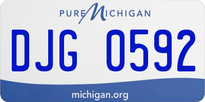 MI license plate DJG0592
