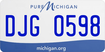 MI license plate DJG0598