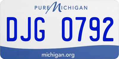 MI license plate DJG0792