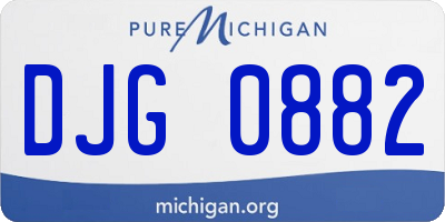 MI license plate DJG0882