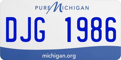 MI license plate DJG1986