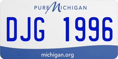 MI license plate DJG1996