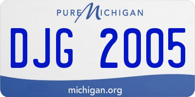 MI license plate DJG2005