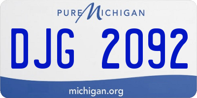 MI license plate DJG2092