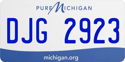 MI license plate DJG2923