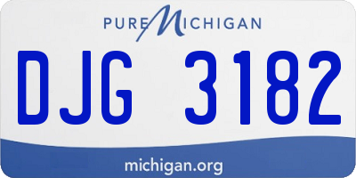 MI license plate DJG3182