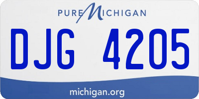 MI license plate DJG4205