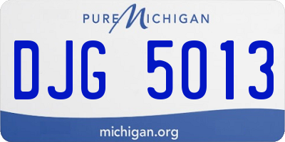 MI license plate DJG5013