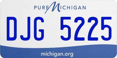 MI license plate DJG5225