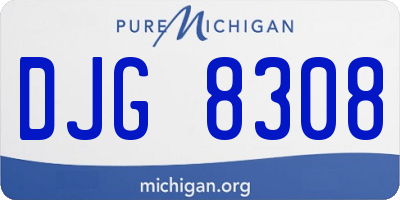 MI license plate DJG8308