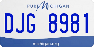 MI license plate DJG8981