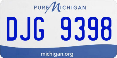MI license plate DJG9398