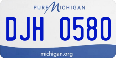 MI license plate DJH0580