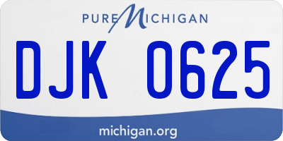 MI license plate DJK0625