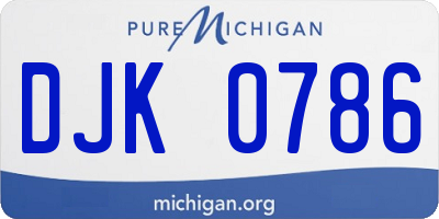 MI license plate DJK0786