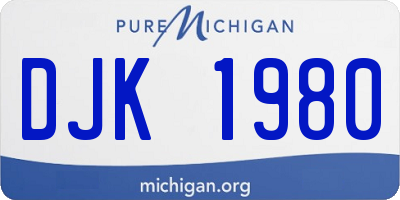MI license plate DJK1980