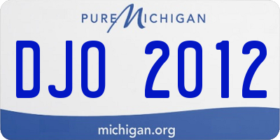 MI license plate DJO2012