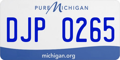 MI license plate DJP0265