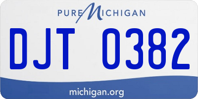 MI license plate DJT0382