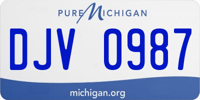 MI license plate DJV0987