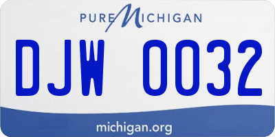 MI license plate DJW0032