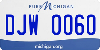MI license plate DJW0060
