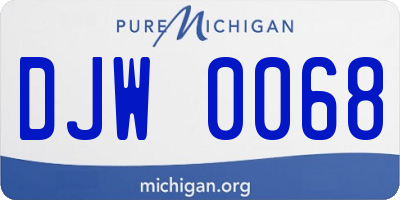 MI license plate DJW0068