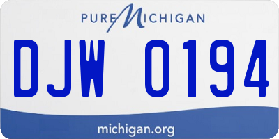 MI license plate DJW0194