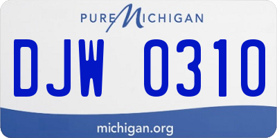 MI license plate DJW0310