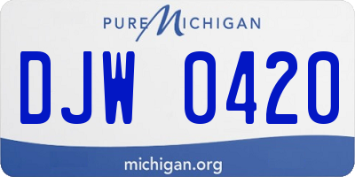 MI license plate DJW0420