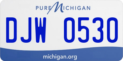 MI license plate DJW0530