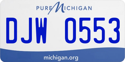 MI license plate DJW0553