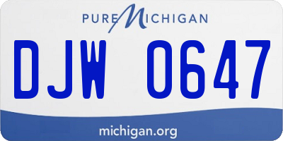 MI license plate DJW0647