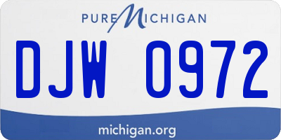 MI license plate DJW0972